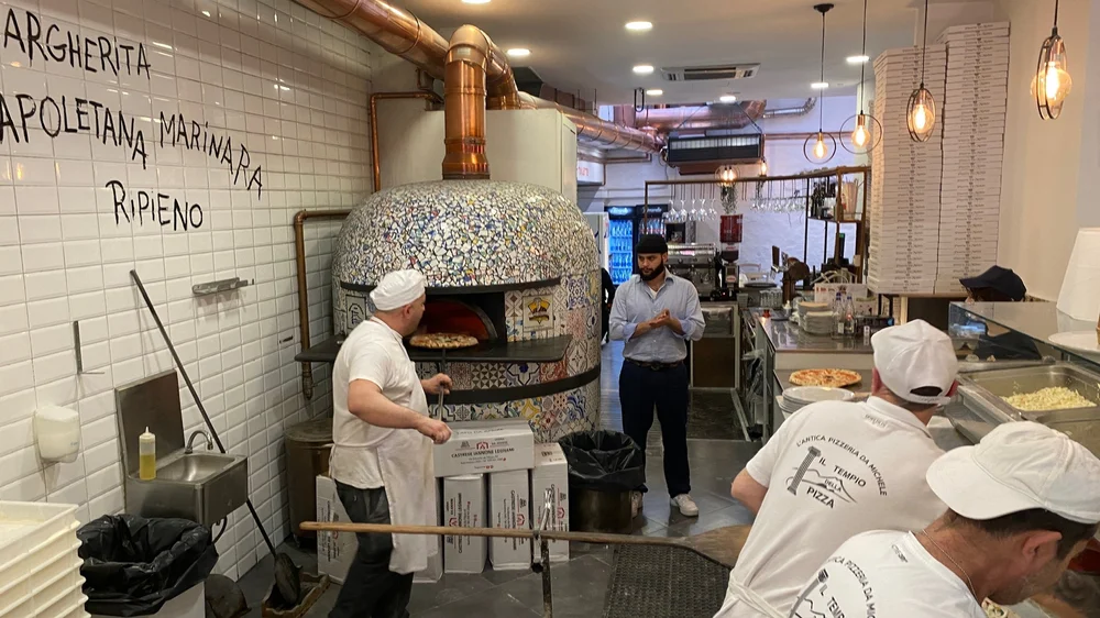 Inside a pizzeria in Italy